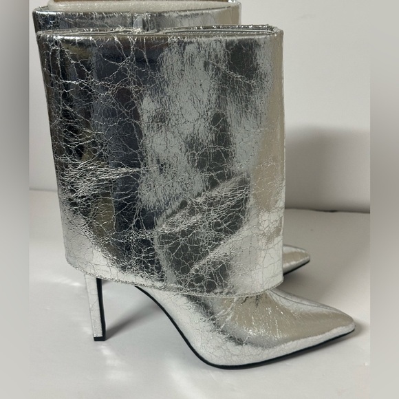 INC Silver Sabeel Cuffed Stiletto Ankle Boots Size 5 - Picture 5 of 7